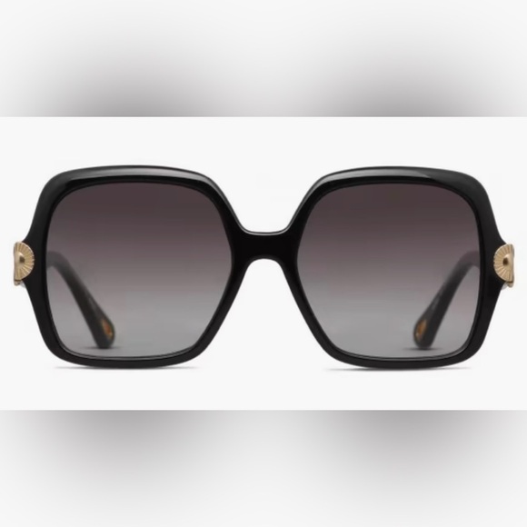 CHLOE - VERA BLACK‎ SCALLOPED SQUARE FRAME SUNGLASSES - NEW main image 6